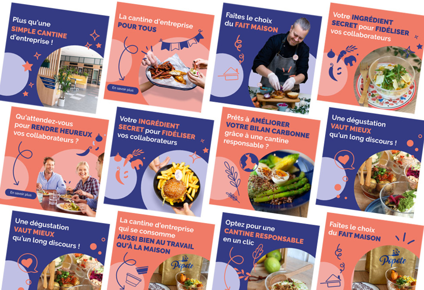Assemblage des visuels de campagne LinkedIn pour Popote