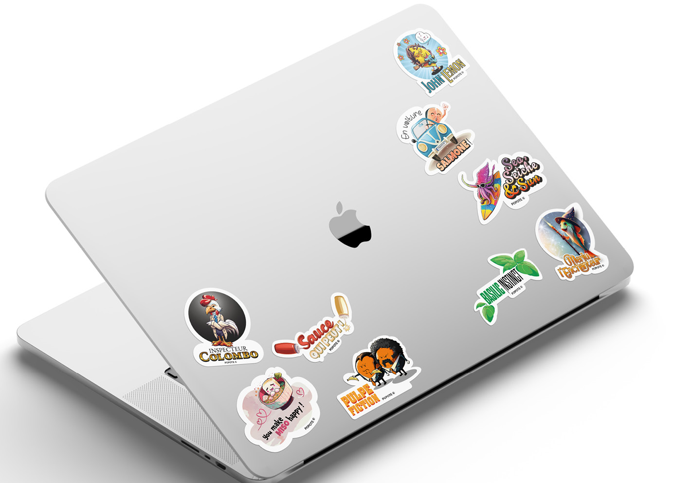 Stickers collés sur un ordinateur
